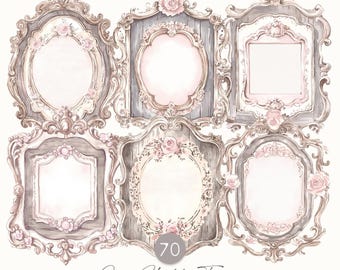 Shabby Chic Aquarell Rahmen: Vintage Clipart, Junk Journal (digitaler Download)