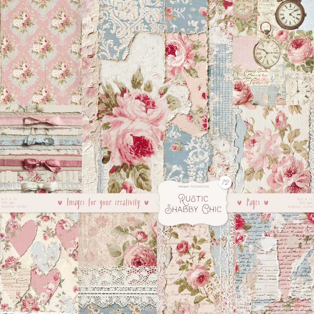 Rustic Shabby Chic Kit, Junk Journal Pages: Vintage Background ...