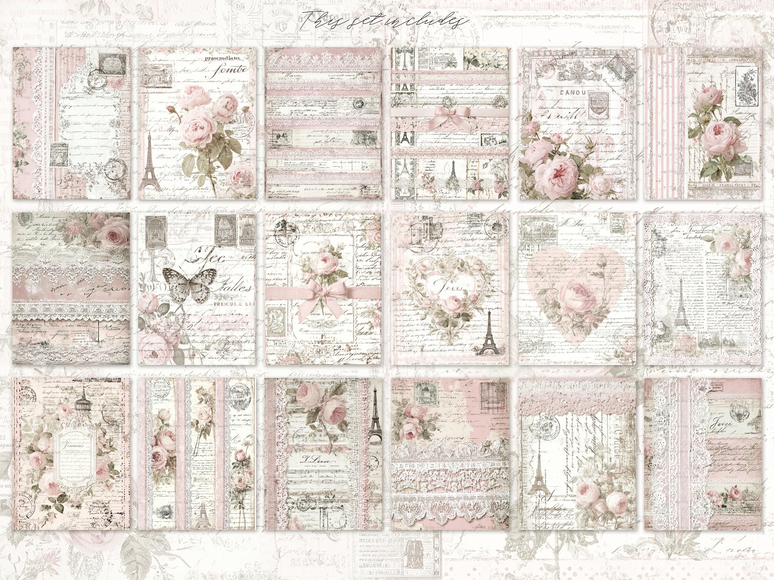 Romantic Shabby Chic Kit, Junk Journal Pages: Vintage Background ...