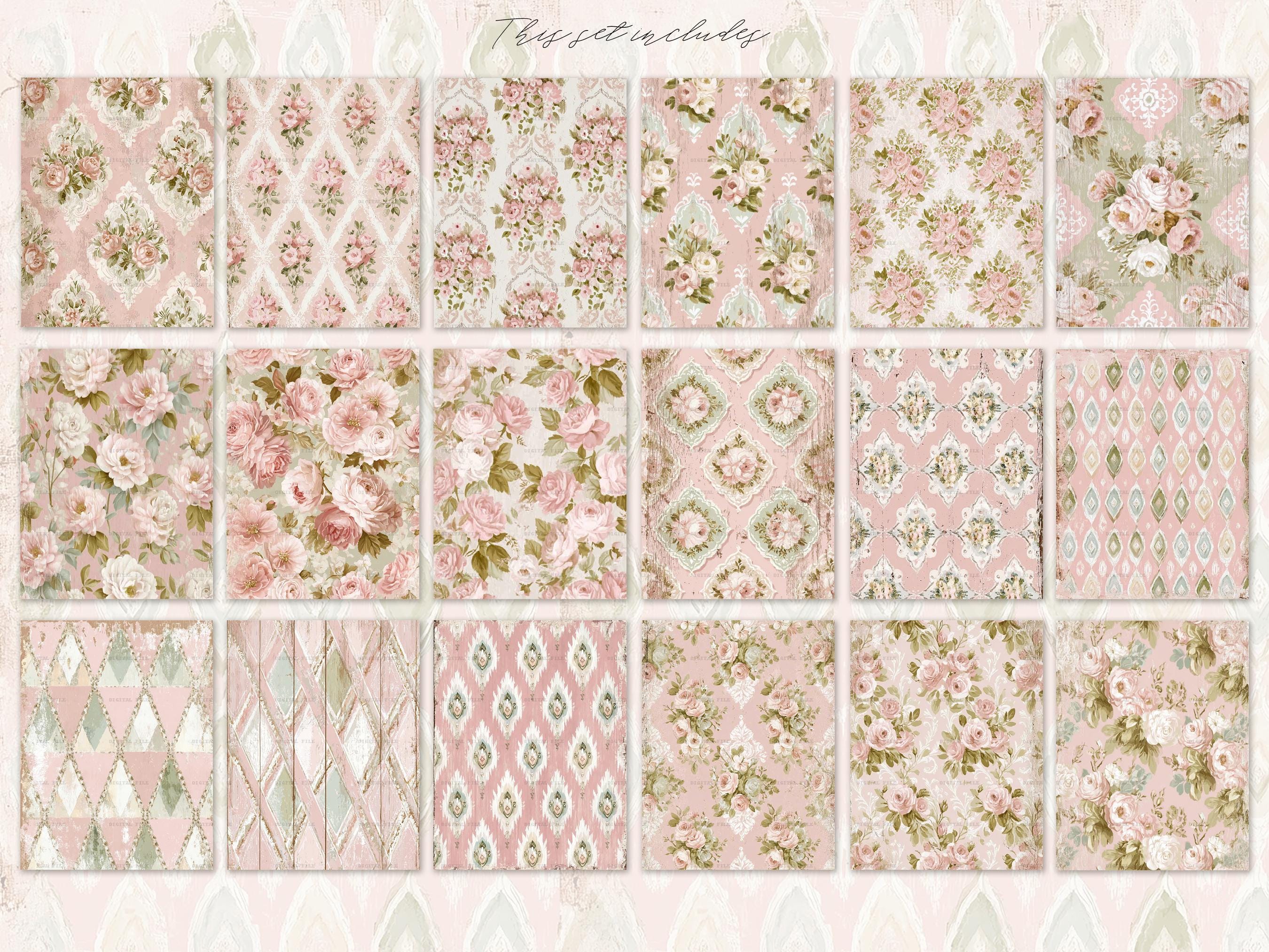 Shabby Chic Junk Journal Kit: Scrapbook Background, Digital Paper Pack ...