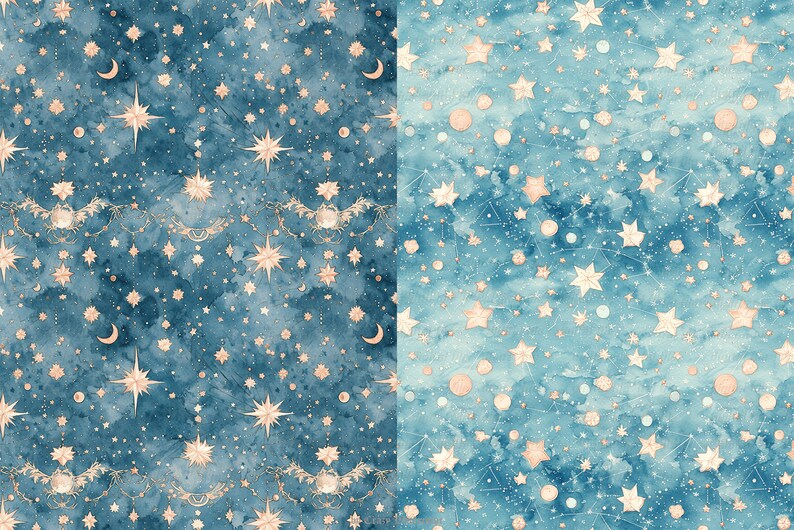 Starlight Pattern Merlin Starlight Night Seamless Patterns: Celestial Scrapbook Paper (digital ...