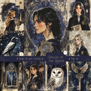 House of the Raven 155 Images: DIGITAL Magic School Pages, Wizard Academia, Junk Journal kit, Wizard Collage Sheets, Wizarding Printables