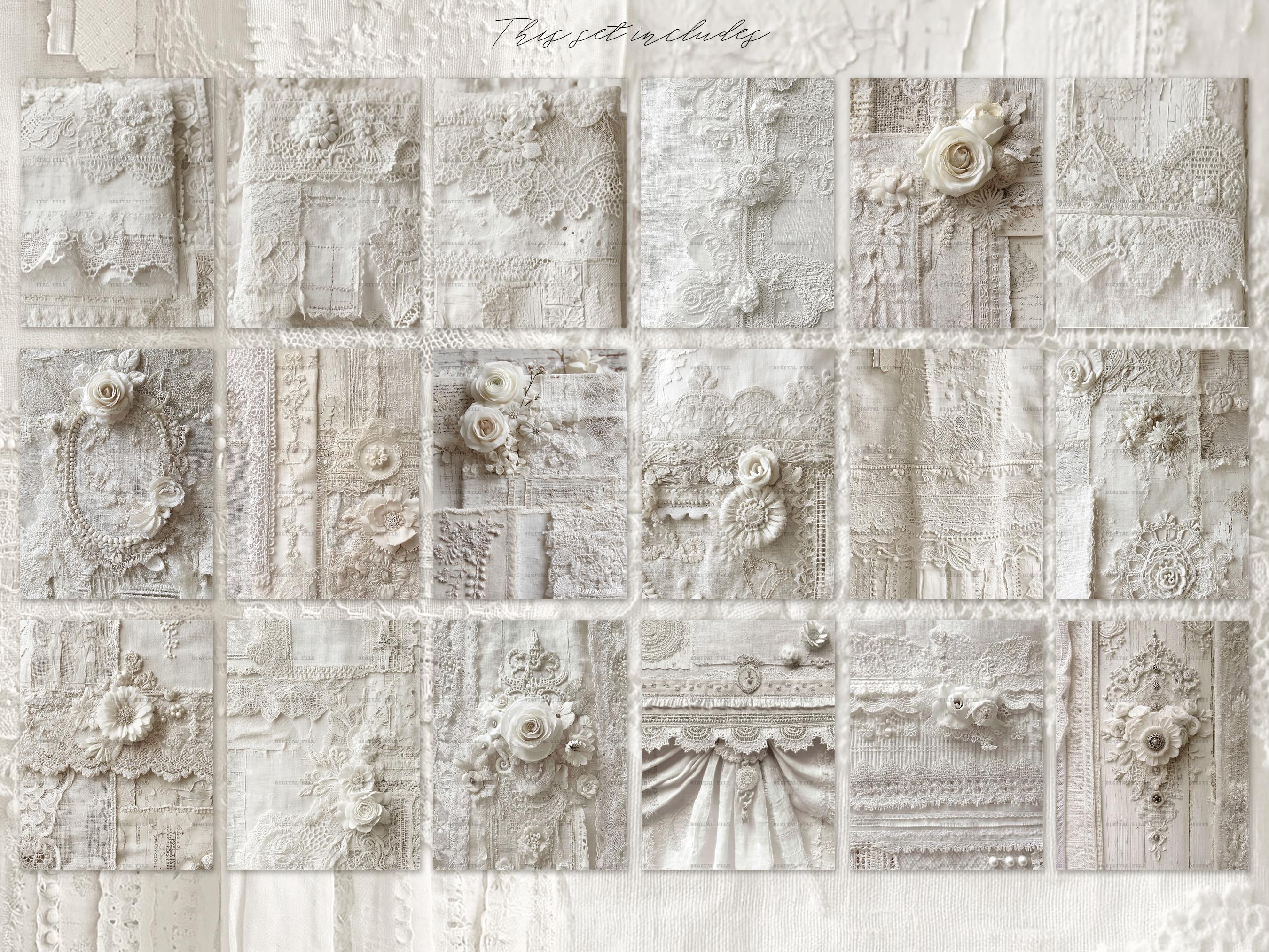 White Lace Shabby Chic Junk Journal Kit: Vintage Ephemera - Etsy