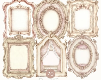 Victorian Beige Frames Clipart: Shabby Chic Ephemera (Digital Download)