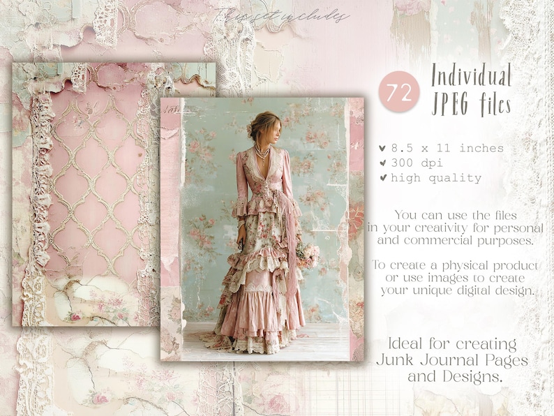 Shabby Chic Junk Journal Kit: Provence Ephemera, Victorian Pages ...