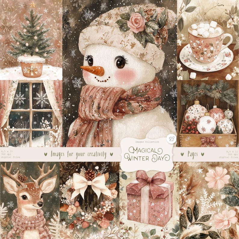 Winter Christmas Junk Journal Kit: Rustic Holiday Ephemera (digital ...