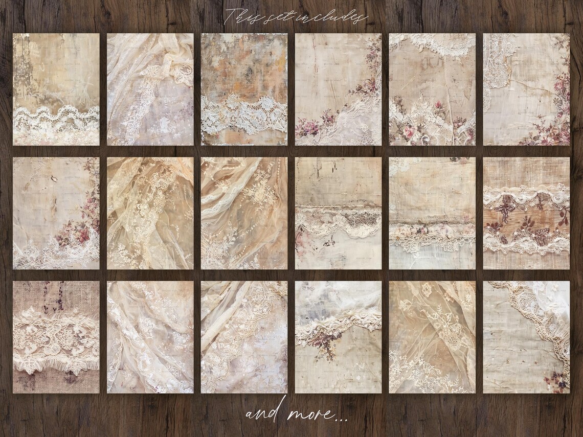 Shabby Chic Paper Textures: Vintage Fabric Backgrounds (digital ...