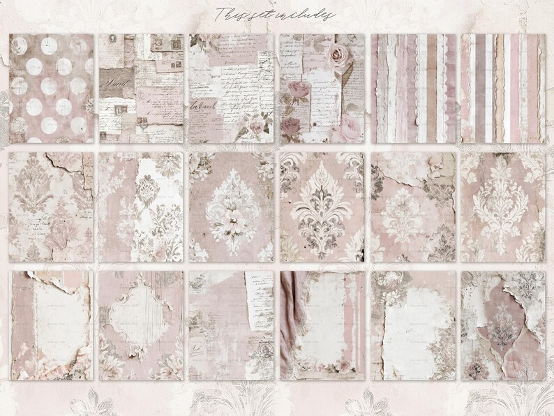 Shabby Chic Junk Journal Kit: Provence Ephemera, Victorian Pages ...
