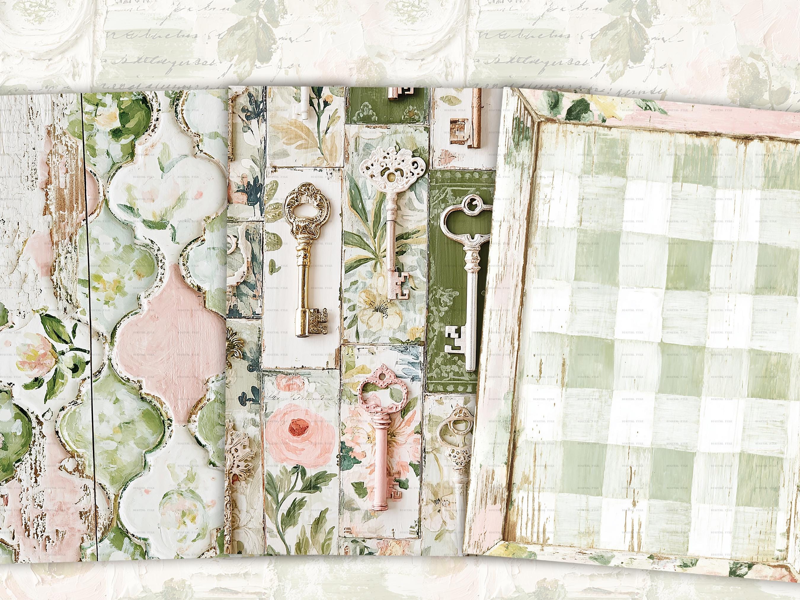 Shabby Chic Kit, Junk Journal Pages: Vintage Background, Delicate ...