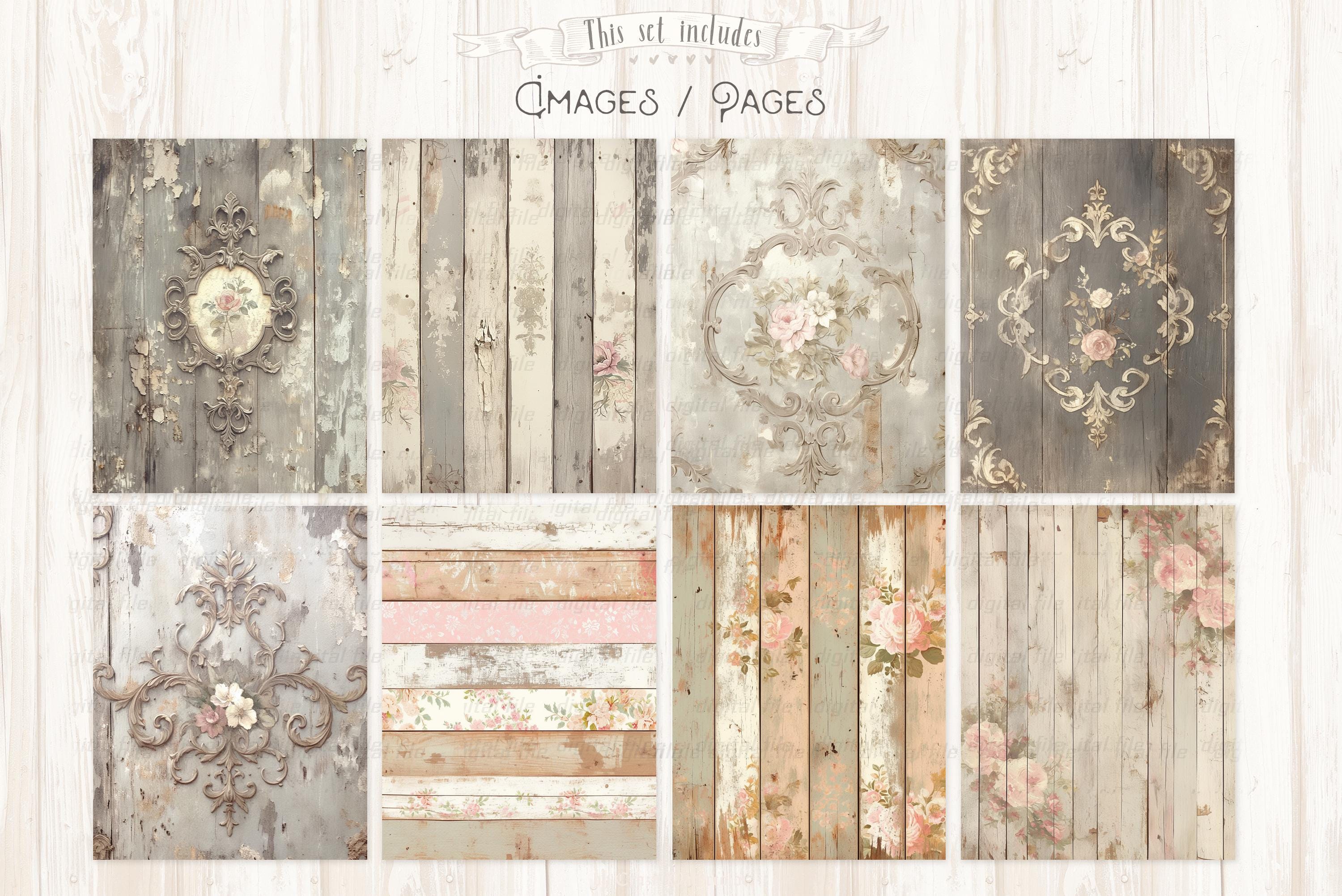 Shabby Chic Backgrounds: Vintage Floral Paper, 154 Images (digital ...