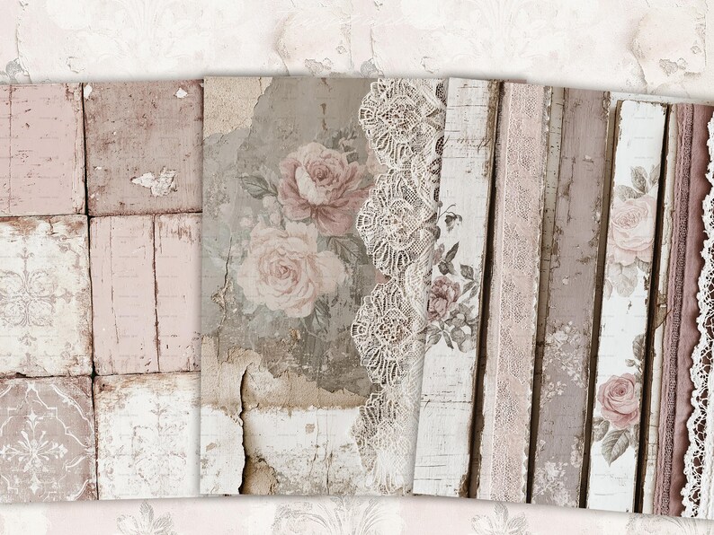Shabby Chic Junk Journal Kit: Provence Ephemera, Victorian Pages ...