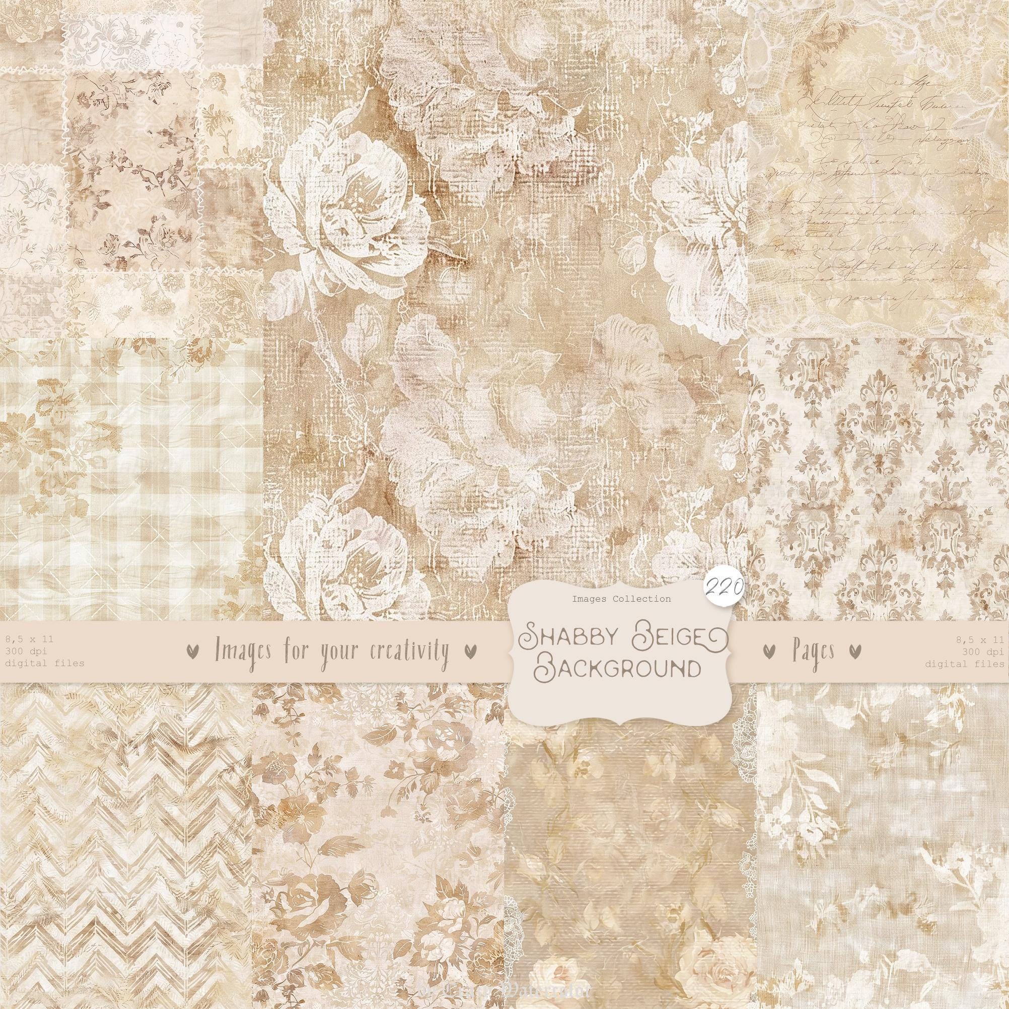 Shabby Chic Beige Paper: Printable Fabric Backgrounds (digital Download ...
