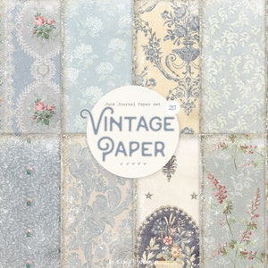 Vintage Papier Set: Shabby Chic Tapeten, Viktorianische Ära, Antike druckbare Scrapbook Muster, Junk Journal Seiten, Hintergründe, DIGITAL
