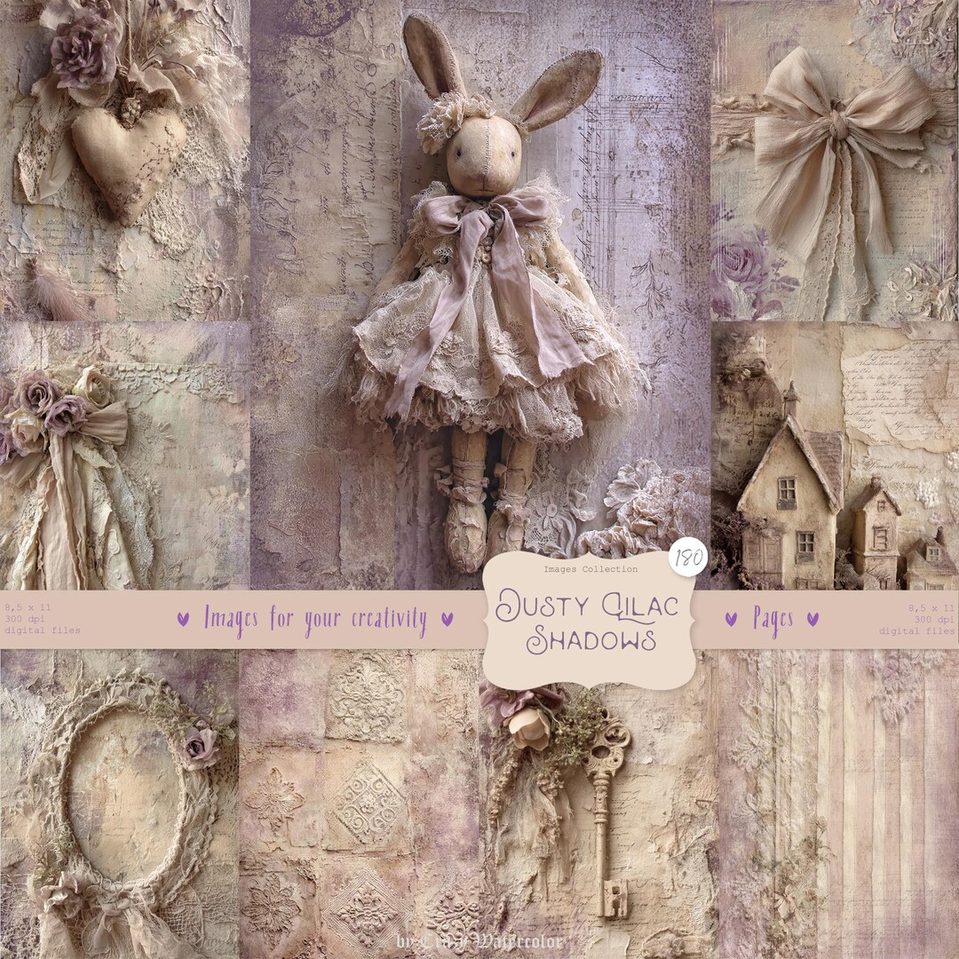 Shabby Chic Kit, Junk Journal Pages: Vintage Background, Delicate ...