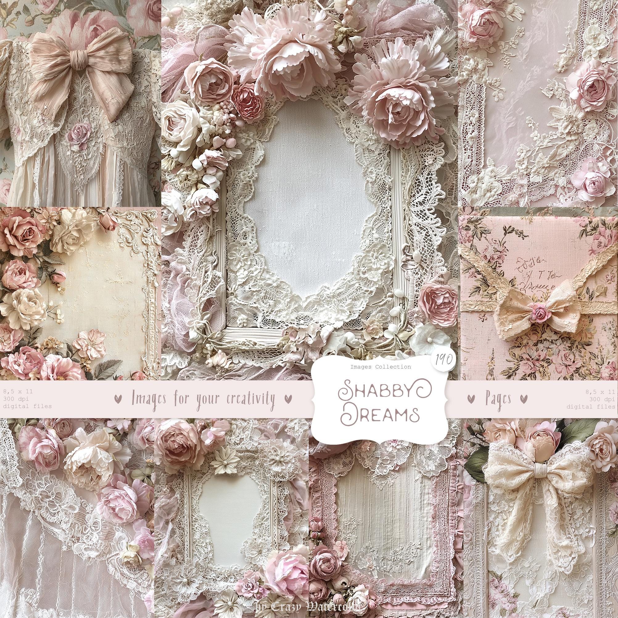Shabby Chic Junk Journal Kit: Vintage Ephemera, Ribbons (digital ...