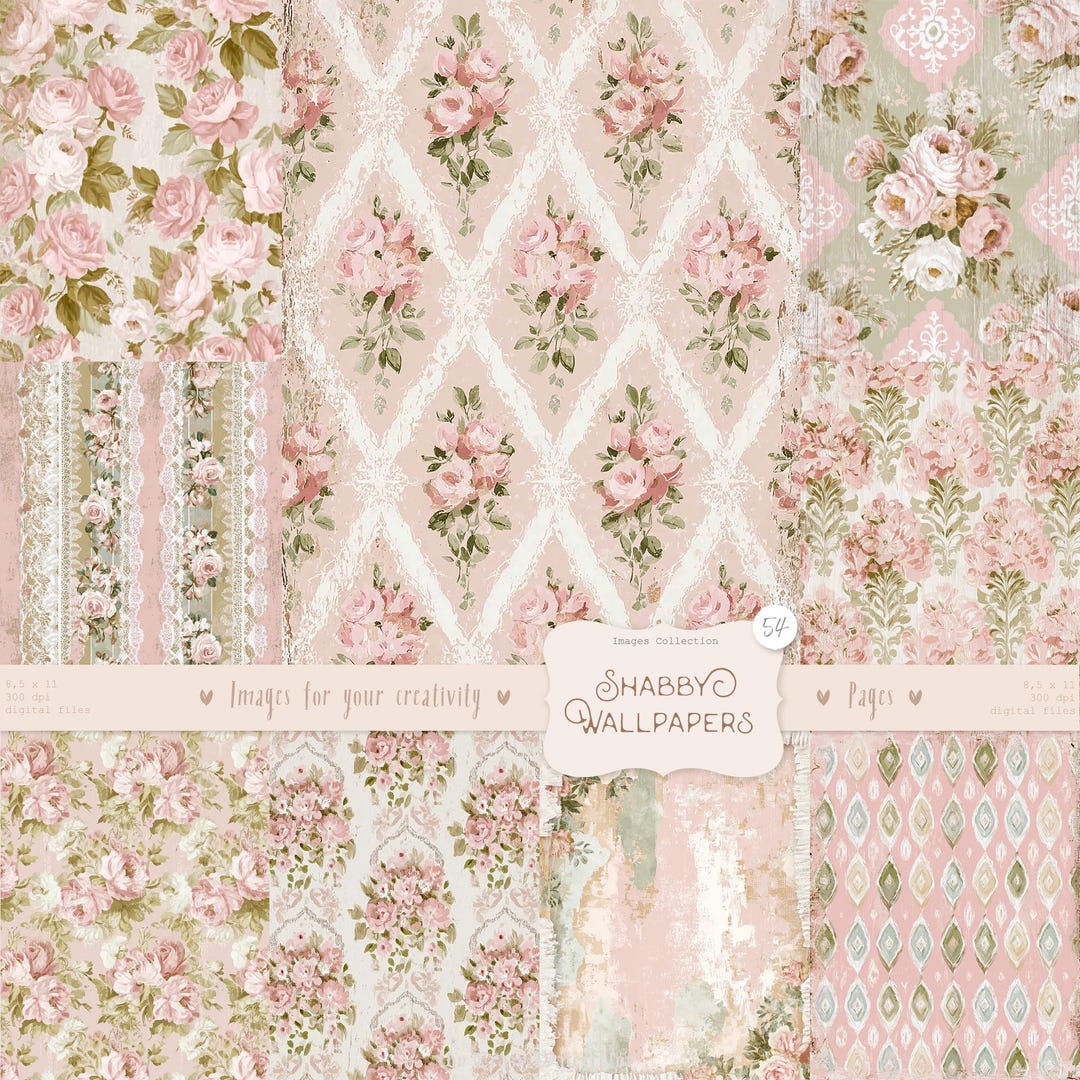 Shabby Chic Junk Journal Kit: Scrapbook Background, Digital Paper Pack ...