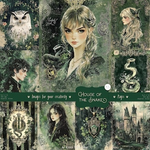 House of the Snake 155 Images: DIGITAL Magic School Pages, Wizard Academia, Junk Journal kit, Wizard Collage Sheets, Wizarding Printables