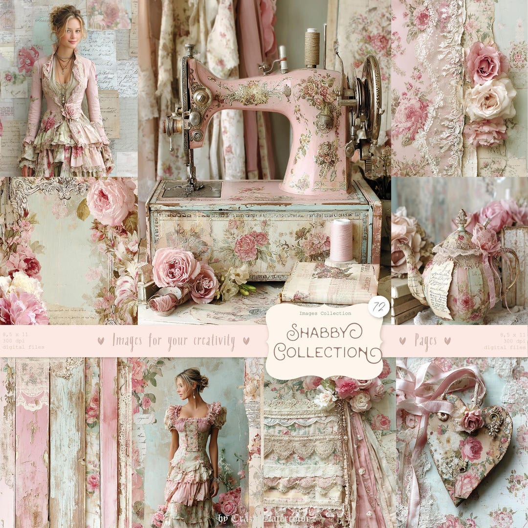 Shabby Chic Junk Journal Kit: Provence Ephemera, Victorian Pages ...