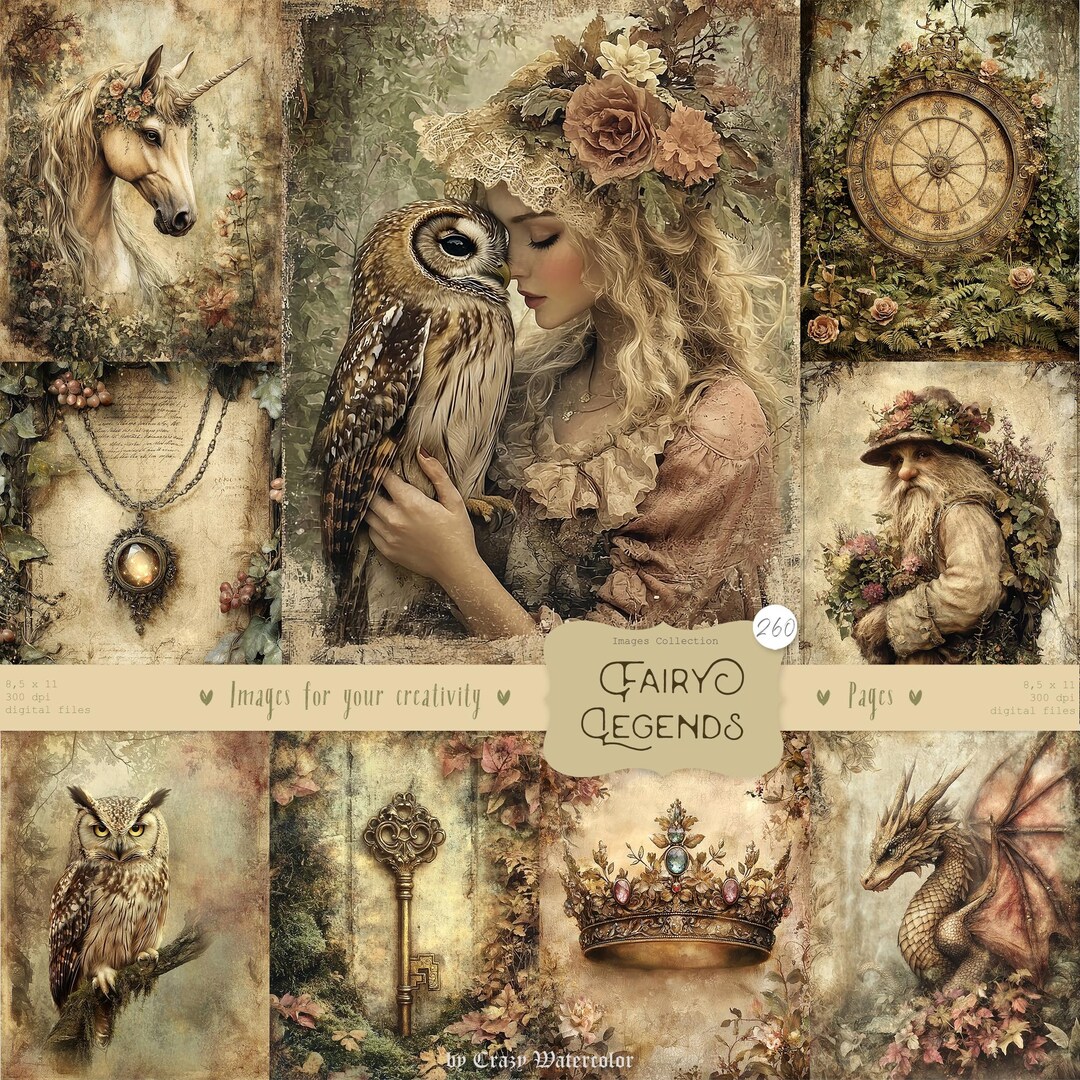 Fairy Junk Journal Pages: Vintage Fantasy Ephemera Kit (digital ...