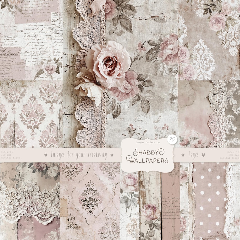 Shabby Chic Junk Journal Kit: Provence Ephemera, Victorian Pages ...