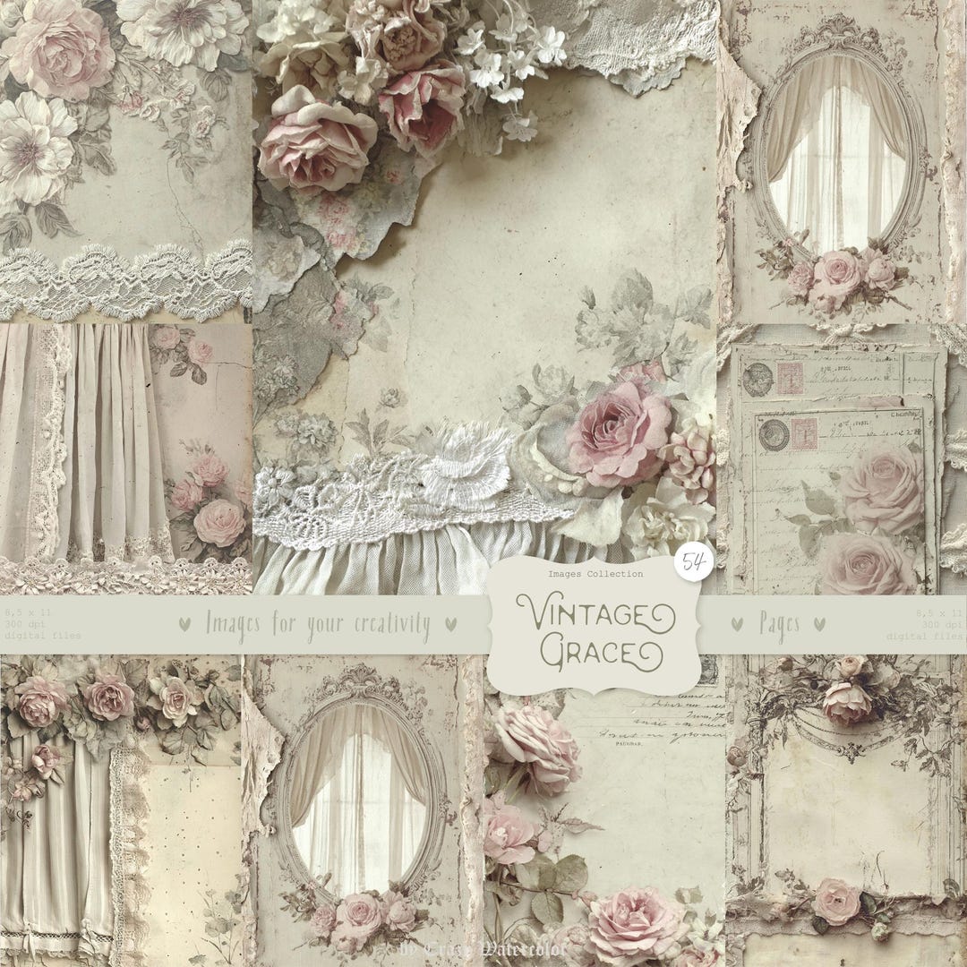 Shabby Chic Junk Journal Kit: Provence Ephemera, Victorian Pages ...