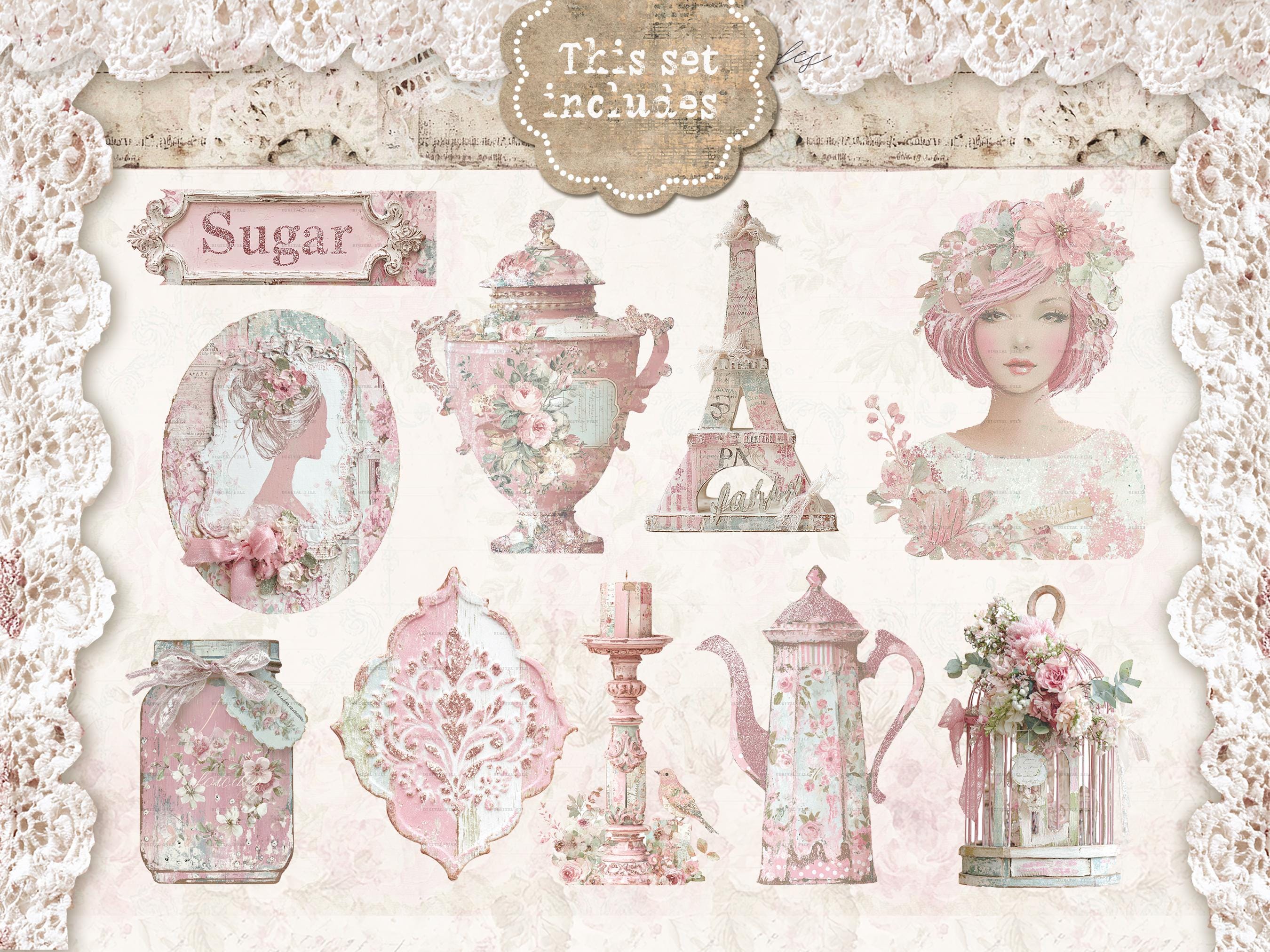 Shabby Chic Ephemera Vol.2 Kit : Junk Journal Stickers, Scrapbook ...