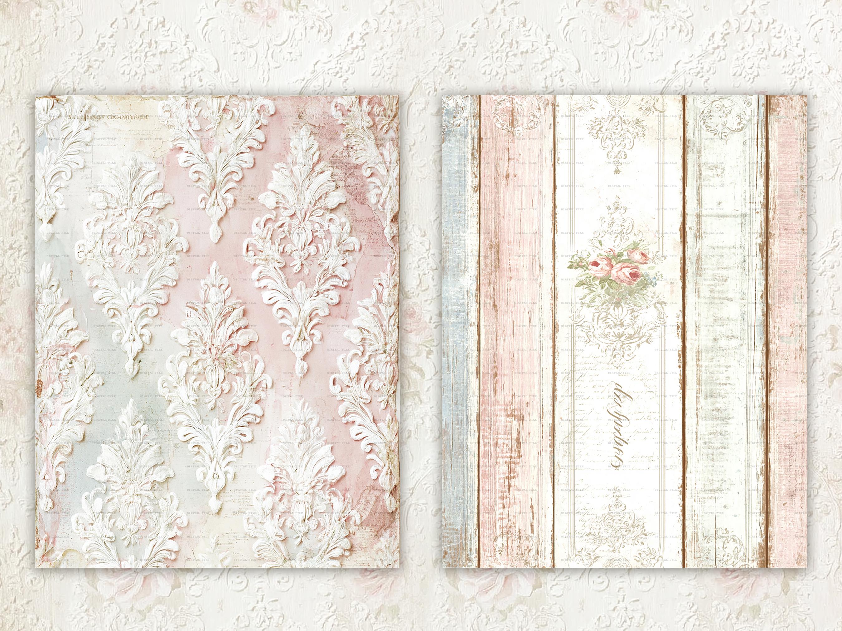 Shabby Chic Kit, Junk Journal Pages: Vintage Background, Delicate ...