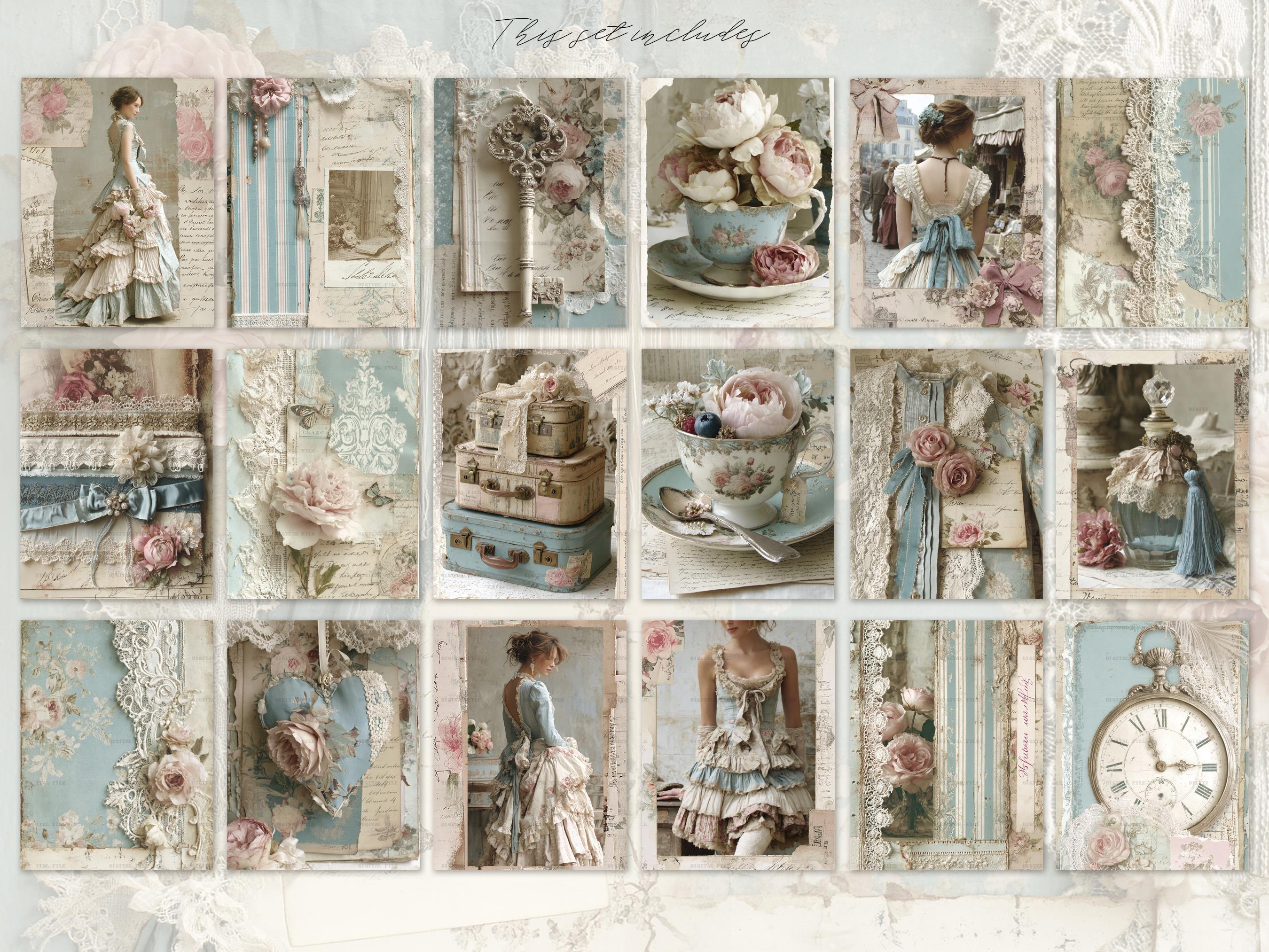 Shabby Chic Junk Journal Kit: Provence Ephemera, Victorian Pages ...