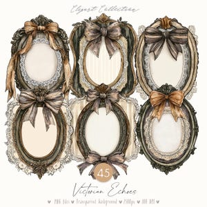 Ecos vitorianos 45 Clipart: Bordas estilo vitoriano DIGITAL, Molduras cinza e pretas, Shabby chic, Kit de scrapbook coquete, Ephemera gótico
