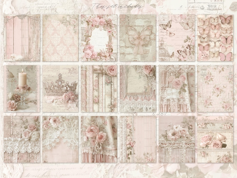 Shabby Chic Junk Journal Kit: Provence Ephemera, Victorian Pages ...