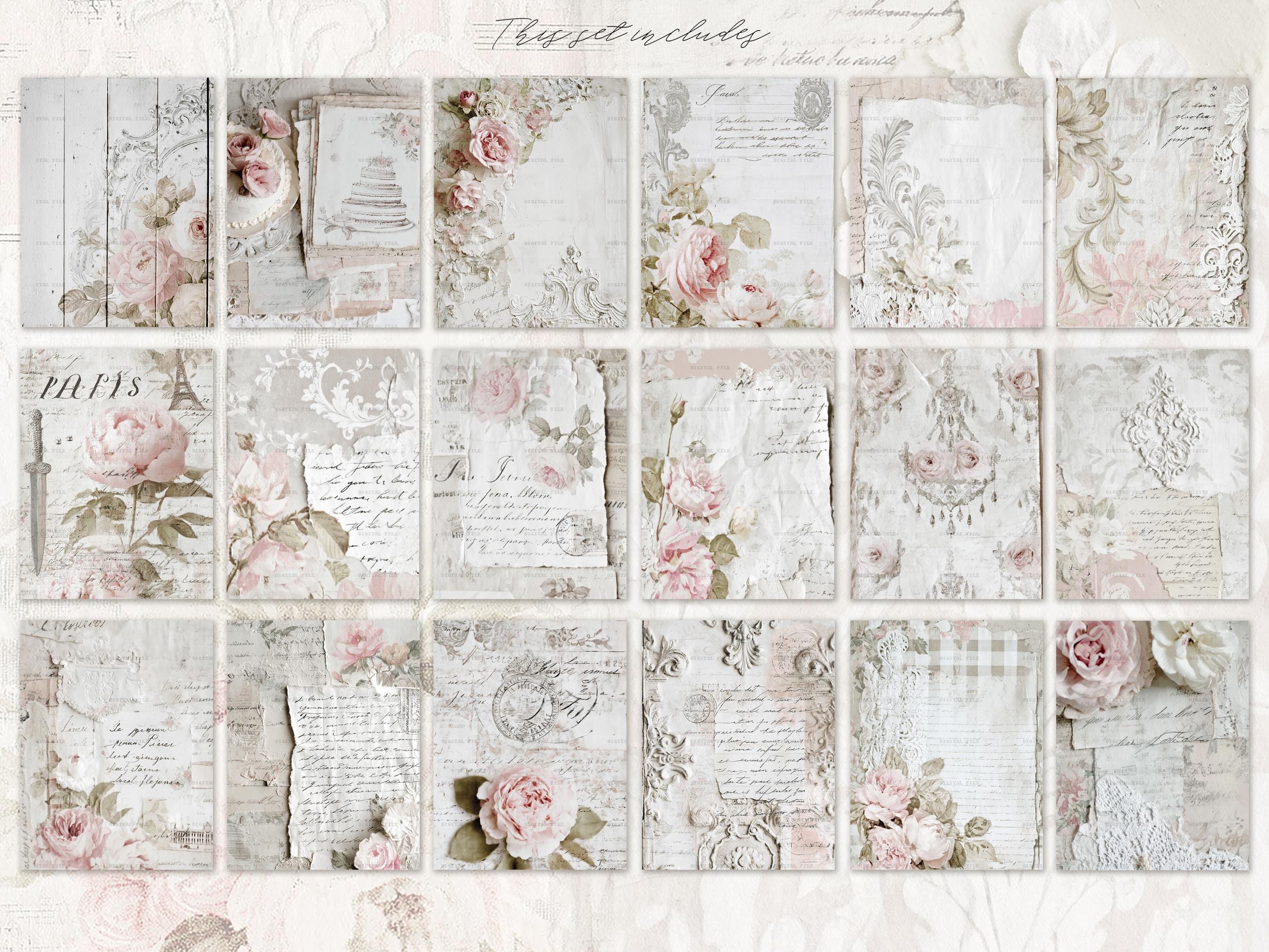 Pastel Shabby Chic Junk Journal Kit: White Scrapbook Background ...