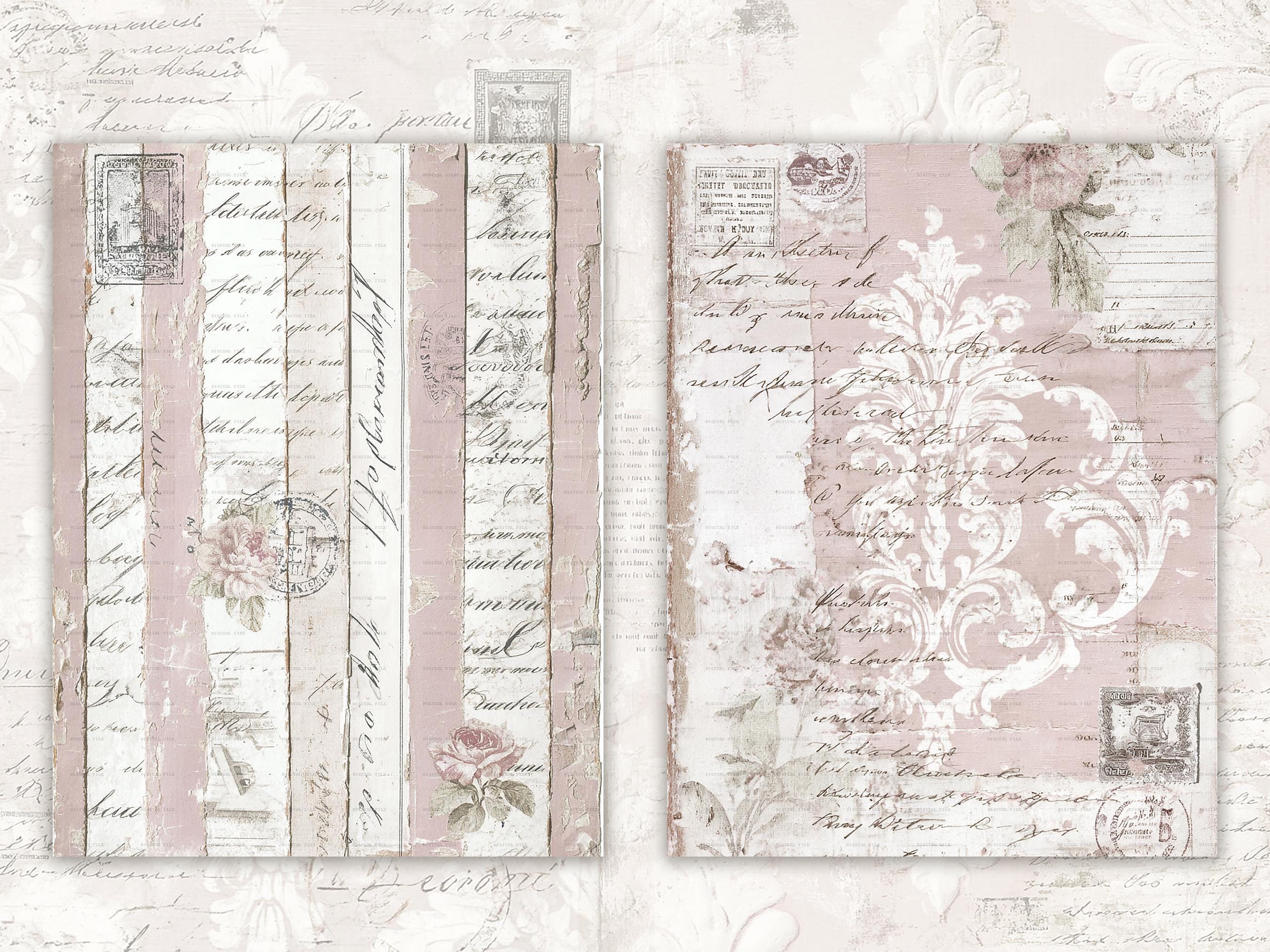 Shabby Chic Kit, Junk Journal Pages: Vintage Background, Delicate ...
