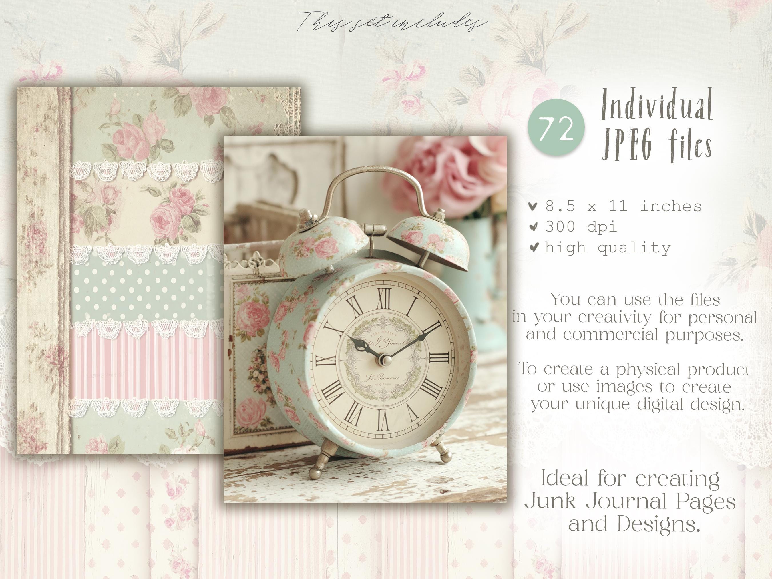 Pastel Shabby Chic Junk Journal Kit: White Scrapbook Background ...