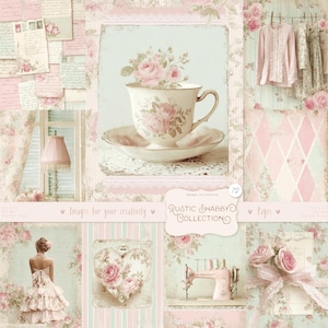 シャビーシックなジャンクジャーナルキット：プロヴァンス風エフェメラ、ビクトリア朝風ページ（デジタルダウンロード）