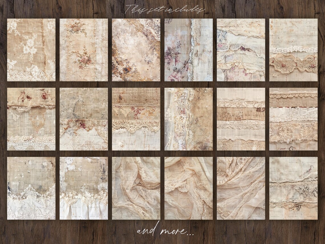 Shabby Chic Paper Textures: Vintage Fabric Backgrounds (digital ...
