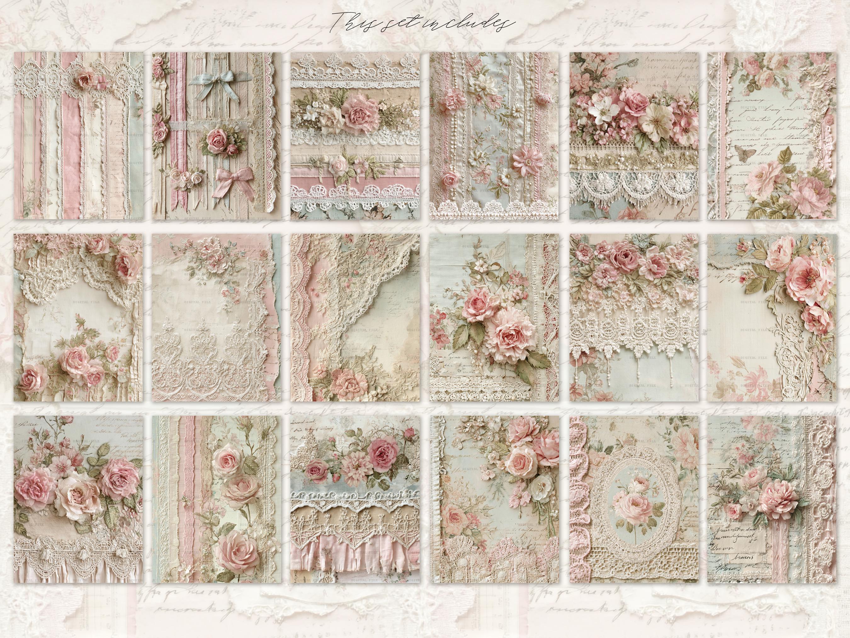 Shabby Chic Junk Journal Kit: Provence Ephemera, Victorian Pages ...