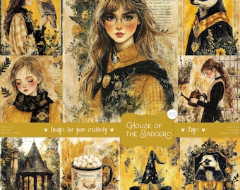 Wizard Academia Collage Sheets: Magic School Junk Journal Kit (Digital Download)