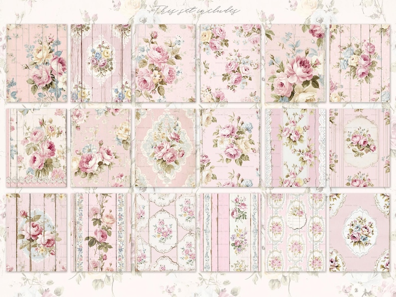 Shabby Chic Junk Journal Kit: Provence Ephemera, Victorian Pages ...