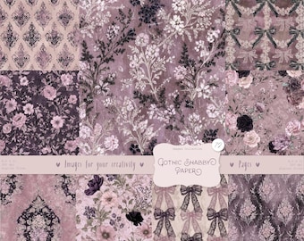 Shabby Chic kit, Junk Journal pages:  Vintage background, delicate scrapbook paper (Digital Download)