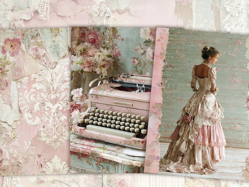 Shabby Chic Junk Journal Kit: Provence Ephemera, Victorian Pages ...