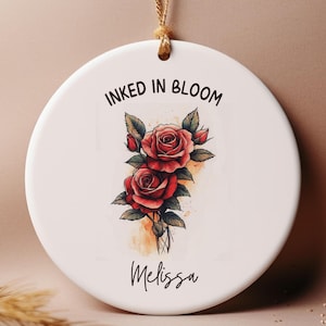 Custom Tattoo Ornament Gift for Ink Lovers Personalized Tattoo-Themed Christmas Decoration Unique Holiday Keepsake for Tattoo Enthusiasts