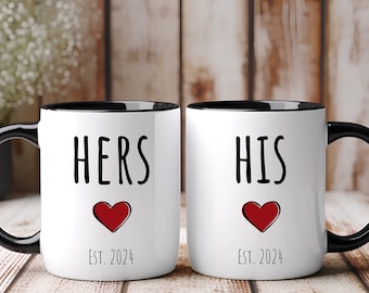 His and Hers Mug Personalized Just Married Mugs Wedding Anniversary Coffee Cup Best Gift for Newlywed First Anniversary Just Engaged Mug