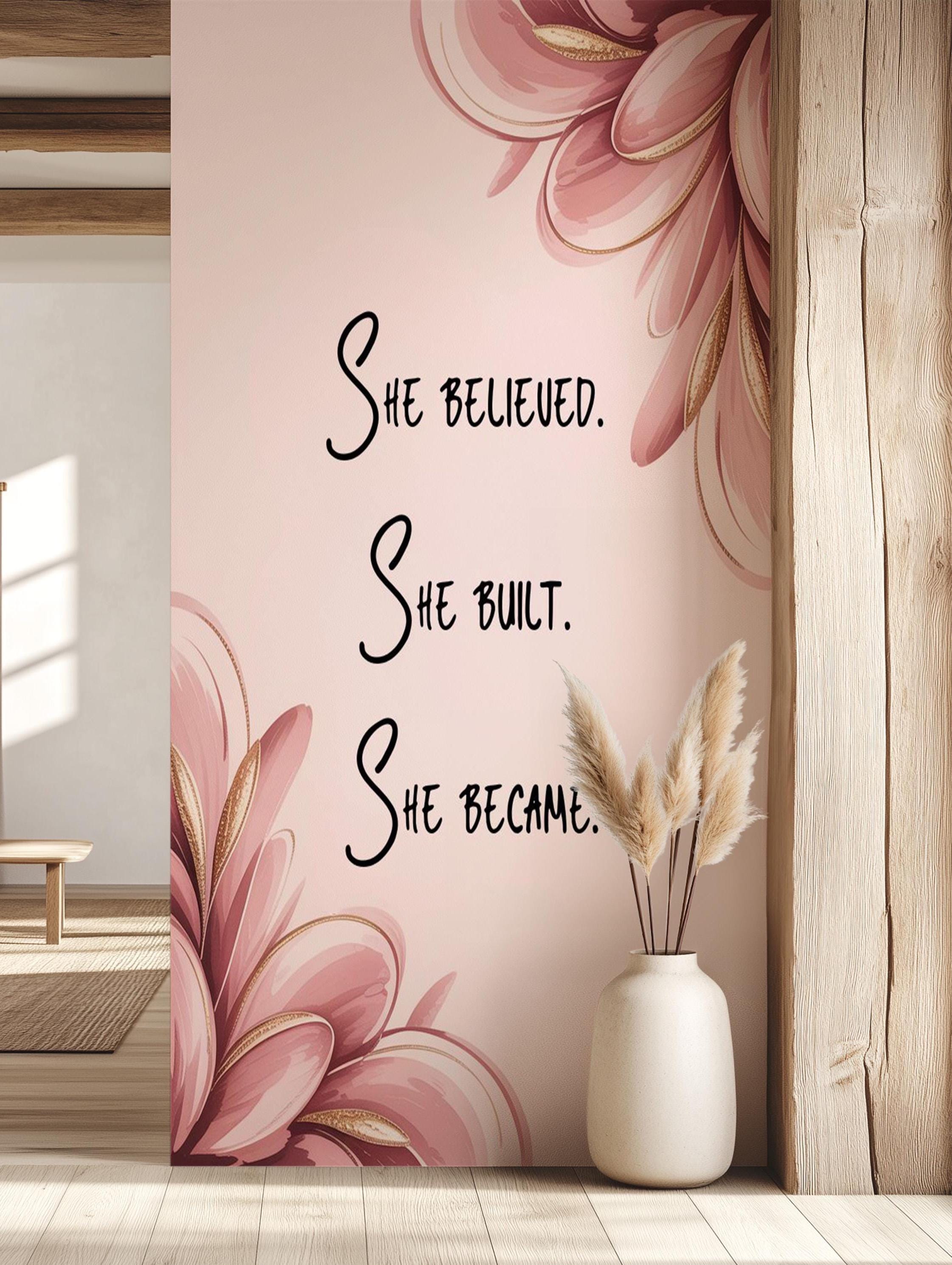 Floral Wall Mural Affirmation Wallpaper Personalized Decor for Podcast ...