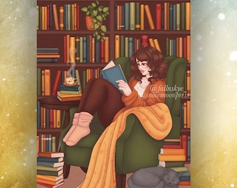 Cozy Reading Nook - Orange - Bookish Art Print