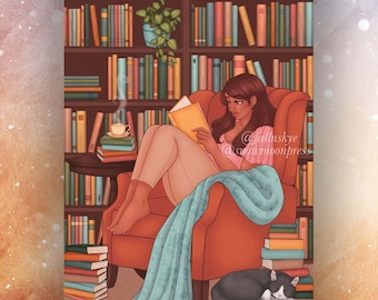 Cozy Reading Nook - Pink - Bookish Art Print