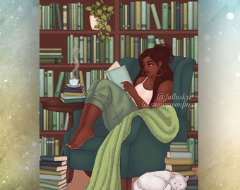 Cozy Reading Nook - Green - Bookish Art Print