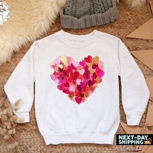 Valentines Day Hearts Toddler Sweatshirt, Heart Kids Shirt, Valentines Day Baby Bodysuit, Heart Toddler Sweatshirt