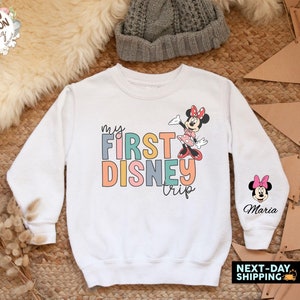 Custom Name Disney First Kids Sweatshirt,Toddler Shirt,Disney Trip Kids Shirt,Mickey and Minnie Kids Shirt,Baby Disneyworld Shirt,Disney Tee