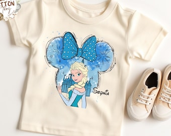 Custom Disney Elsa Frozen Shirt - Disneyland Matching Minnie Ears Elsa Trip Sweatshirt - Disneywold Watercolor Princess Castle Tee