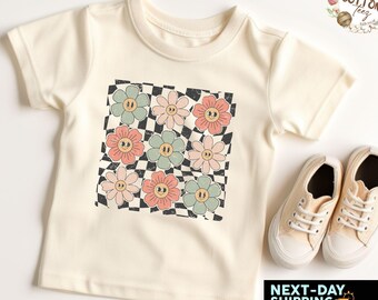 Retro Flower Kids T-Shirt - Natural Infant, Toddler & Youth Tee